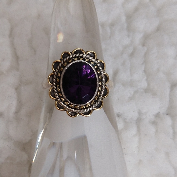 Sterling Silver Amethyst Ring Size 8 1/4 - Picture 4 of 7